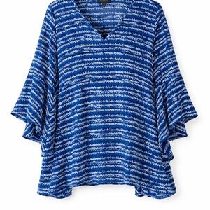 The Limited Collection Blue Patterned Bell Sleeve Blouse